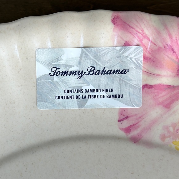 Tommy Bahama 16” Tropical Hibiscus Floral Palm Leaf Melamine Serving Platter - Picture 4 of 14